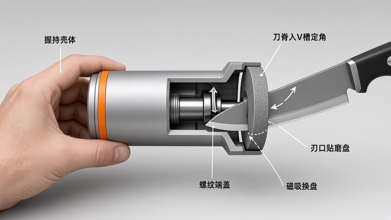 紧凑型磨刀器手持示意